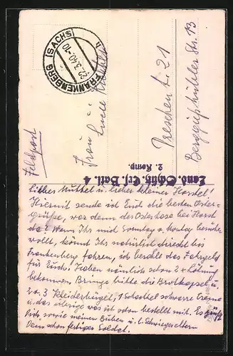 AK Osterengel mit Krokussen