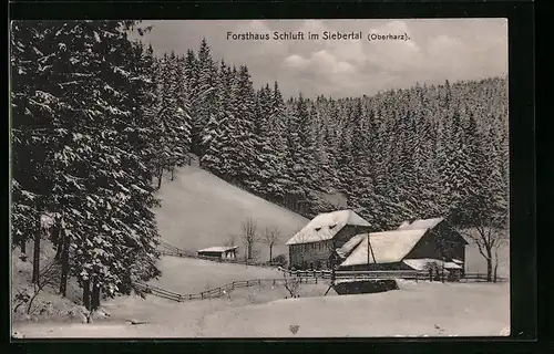 AK St. Andreasberg / Harz, Gasthaus Forsthaus Schluft im Winter