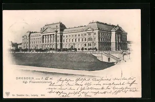 AK Dresden-Neustadt, Partie vor dem Kgl. Finanzministerium