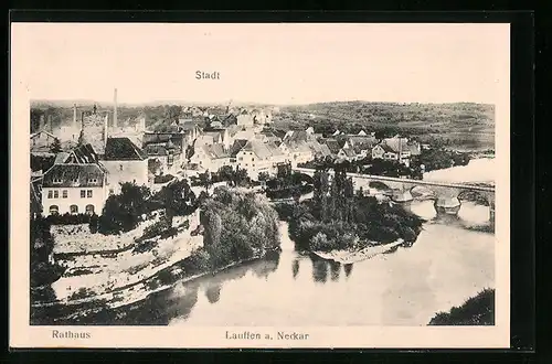 AK Lauffen a. N., Stadtpanorama mit Rathaus