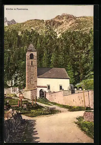 AK Pontresina, Blick auf die Kirche