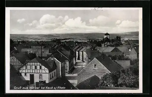 AK Weisel, Strassenpartie aus der Vogelschau