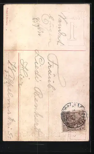 AK Kleiner Glücks-Schmied mit riesigem Hufeisen