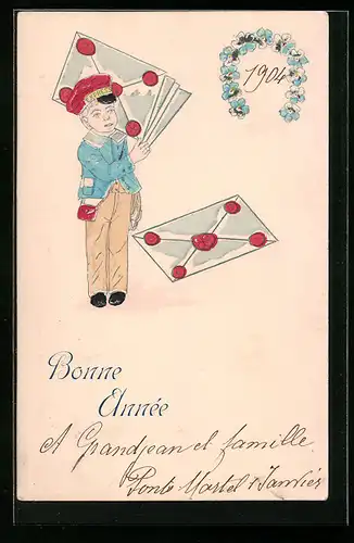 AK Page mit riesigen Glückwunsch-Briefen