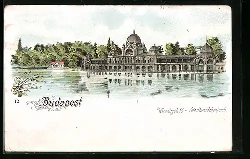 Künstler-AK Budapest, Stadtwäldchenteich