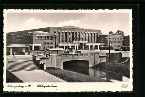 AK Königsberg i. Pr., Schlageterhaus mit Brücke