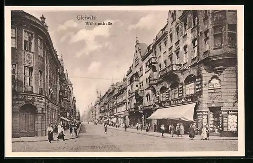 AK Gleiwitz, Passanten in der Wilhelmstrasse