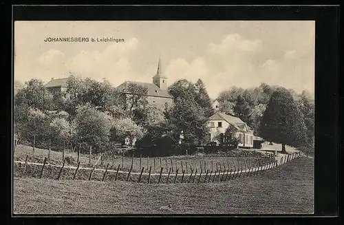 AK Johannesberg b. Leichlingen, Ortspartie mit Kirche