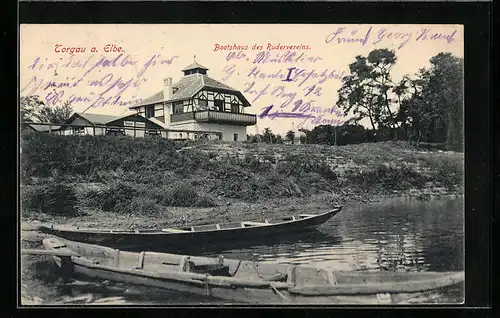 AK Torgau a. Elbe, Bootshaus des Rudervereins