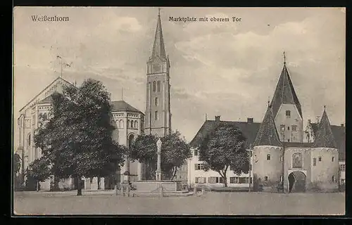 AK Weissenhorn, Marktplatz mit oberem Tor