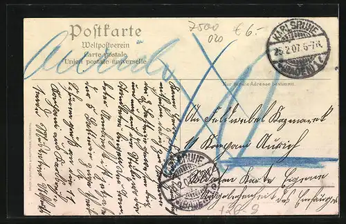 Künstler-AK Heinrich Kley: Karlsruhe, Kaiserdenkmal