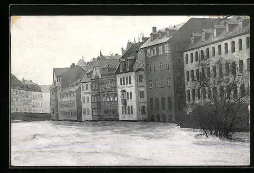 AK Nürnberg, Hochwasser-Katastrophe 1909, Zwischen Karls- und Fleischbrücke