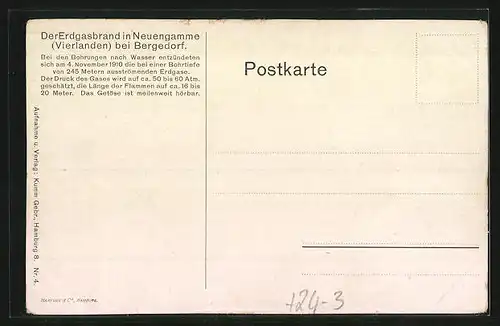 AK Neuengamme /Vierlanden, Der Erdgasbrand 1910, Explosion