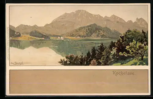 Künstler-AK Otto Strützel: Kochel am See, Panorama
