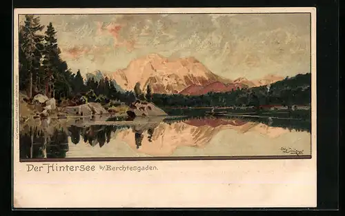 Künstler-AK Otto Strützel: Berchtesgaden, Der Hintersee