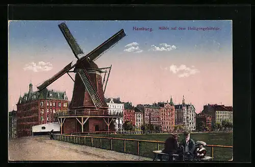 AK Hamburg-St.Pauli, Windmühle auf dem Heiligengeistfelde