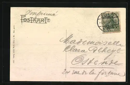 AK Köln, Rheinansicht mit Booten