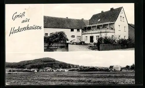 AK Heckershausen, Ortspartie mit Umgebung