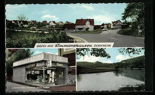 AK Simmershausen, Partie an der Weser, Ortseingang, Lebensmittel-Feinkost Jakob Seeger