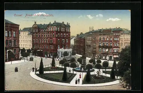 AK Cassel, Friedrich-Wilhelmplatz mit Brunnen