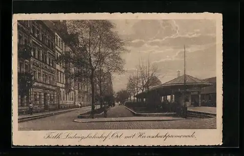 AK Fürth, Ludwigsbahnhof, Ort mit Hornschuckpromenade