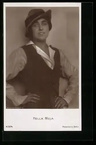 AK Schauspielerin Hella Moja in schwarzweiss fotografiert