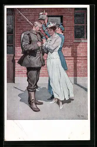 Künstler-AK Brynolf Wennerberg: Soldat vor der Abfahrt