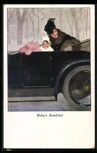 Künstler-AK Brynolf Wennerberg: Babys Autofahrt