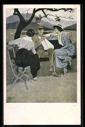 Künstler-AK Brynolf Wennerberg: Daheim nach Verwundung an der Front