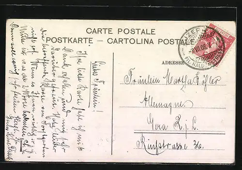 AK Luzern, Mann mit Hundegespann auf der Kapellbrücke