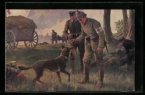 AK Sanitätshund bringt Soldaten eine gefundene Mütze