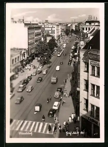 AK Düsseldorf, Graf Adolf-Strasse mit Geschäften