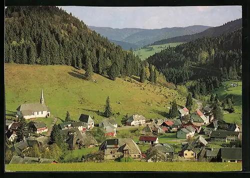 AK Muggenbrunn im Schwarzwald, Teilansicht mit Kirche