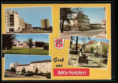 AK Mörfelden /Hessen, Cranachstrasse, Kindergarten, Rathaus