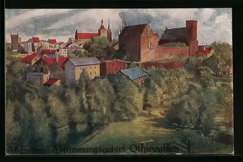 AK Allenstein, Ortsansicht mit Kirche