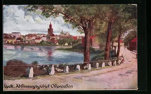 AK Lyck, Ortspartie mit Kirche