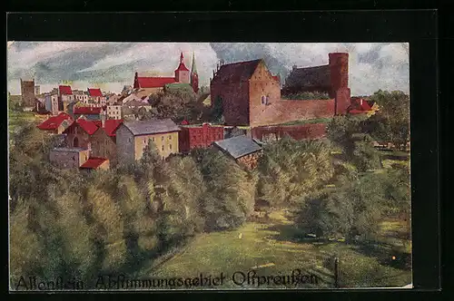 AK Allenstein, Teilansicht mit Kirche