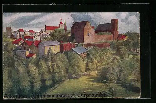 AK Allenstein, Ortsansicht mit Burg