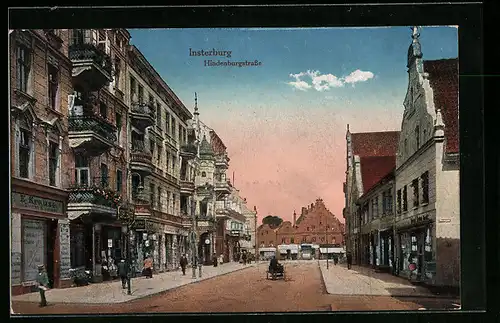 AK Insterburg, Blick auf die Hindenburgstrasse