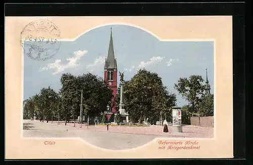 AK Tilsit, Reformierte Kirche mit Kriegerdenkmal