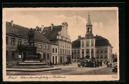AK Tilsit, Schenkendorfplatz u. Rathaus