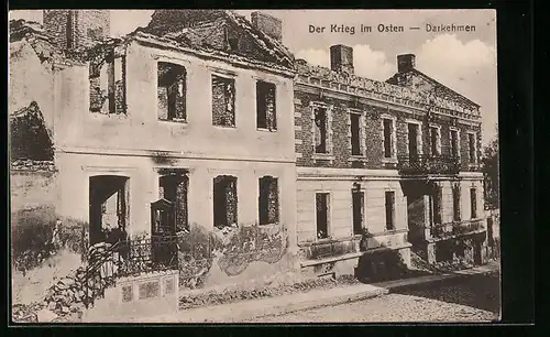 AK Darkehmen, Zerstörtes Haus, Krieg im Osten