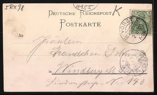 AK Vorst, Hotel Restaurant zur Post, Kirche mit Strassenbahn