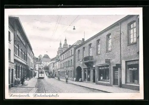 AK Herzogenrath, Hindenburgstrasse mit Strassenbahn