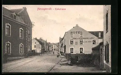 AK Herzogenrath, Kleikstrasse mit Hotel Prinz zu Schaumburg-Lippe