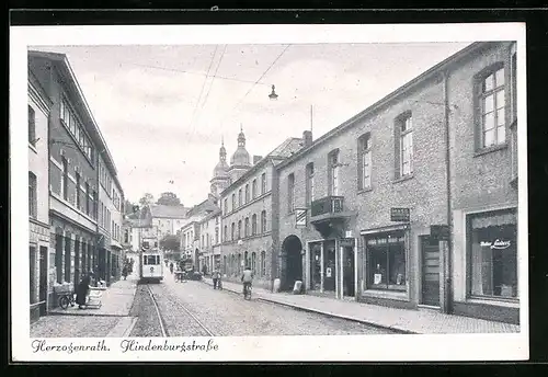 AK Herzogenrath, Hindenburgstrasse mit Strassenbahn