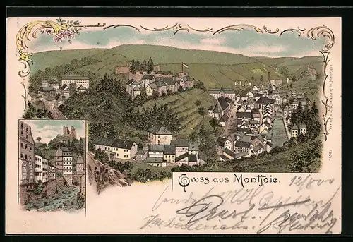 Lithographie Montjoie, Totalansicht aus der Vogelschau