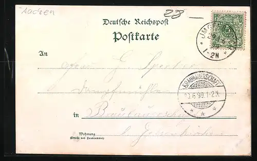 Künstler-AK Grünenthal, Ortsansicht mit Springbrunnen