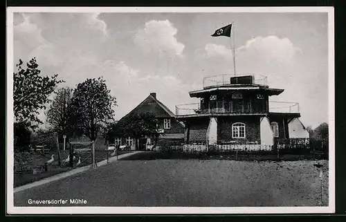 AK Bottrop, Gasthof Gneversdorfer Mühle, -Fahne