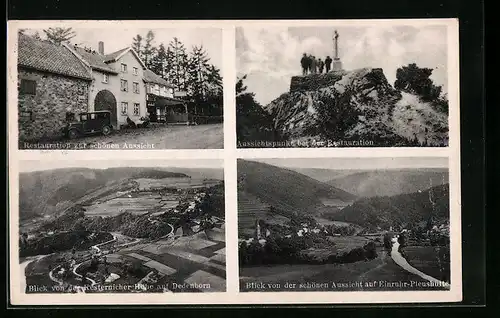 AK Einruhr, Restaurant zur schönen Aussicht, Aussichtspunkt, Blick von der Kesternicher Höhe auf Dedenborn